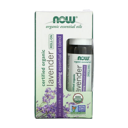 NOW Essential Oils, Lavender Roll-On, Certified Organic, Calming Blend, Steam Distilled, Topical Aromatherapy, 10-mL - Bloom Concept Malaysia