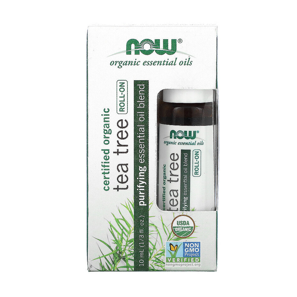 NOW Tea Tree Roll-On, Certified Organic, Purifying Blend, Steam Distilled, Topical Aromatherapy, 10-mL