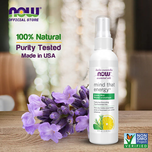 NOW Essential Oils, Mind That Energy Aroma Mist 4oz (118ml)