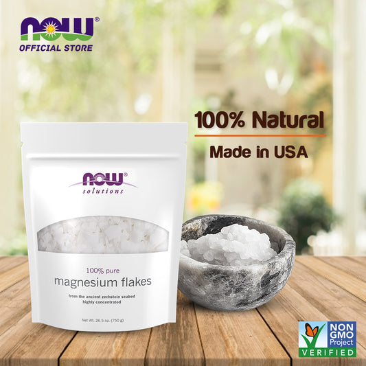 NOW Solutions, Magnesium Flakes, 100% Pure, from the Ancient Zechstein Seabed, Highly Concentrated, 54-Ounce