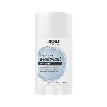 NOW Solutions, Long Lasting Deodorant, Unscented, Paraben &amp; Aluminum Free, 2.2-Ounce
