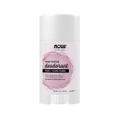 NOW Solutions, Long-Lasting Deodorant Stick, Rose and Ylang Ylang Scent, Odor Neutralizing and Keeps You Fresh, 2.2-Ounce