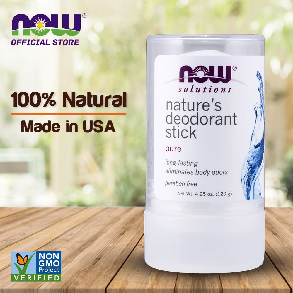 NOW Solutions, Nature's Deodorant Stick, Deodorant Stone, 100% Pure and Natural, Long-Lasting Body Odor Elimination, 3.5 oz.