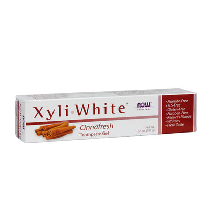 NOW Solutions, Xyliwhite™ Toothpaste Gel, Cinnafresh, Cleanses and Whitens, Clean and Fresh Cinnamon Taste, 6.4-Ounce