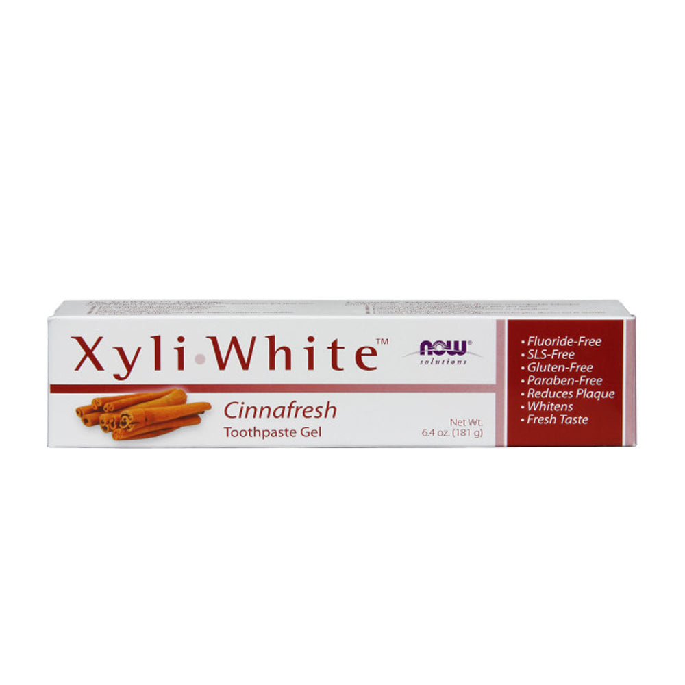 NOW Solutions, Xyliwhite™ Toothpaste Gel, Cinnafresh, Cleanses and Whitens, Clean and Fresh Cinnamon Taste, 6.4-Ounce
