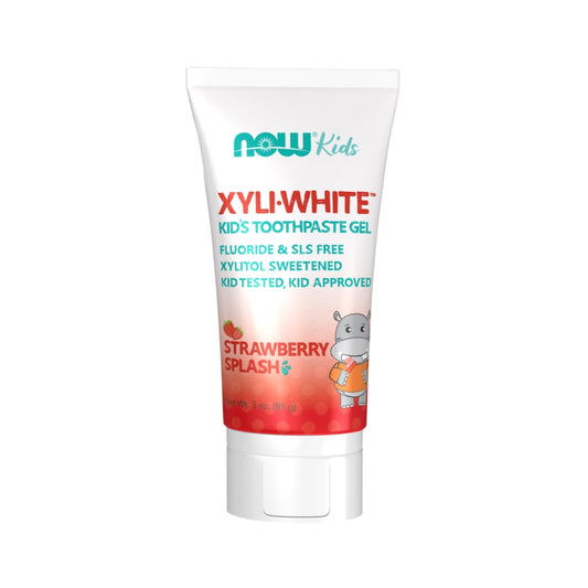 NOW Solutions, Xyliwhite™ Toothpaste Gel for Kids, Strawberry Splash Flavor, Kid Approved! 3-Ounce, packaging may varyy (85 g)