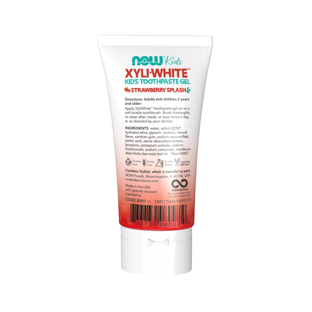 NOW Solutions, Xyliwhite™ Toothpaste Gel for Kids, Strawberry Splash Flavor, Kid Approved! 3-Ounce, packaging may varyy (85 g)