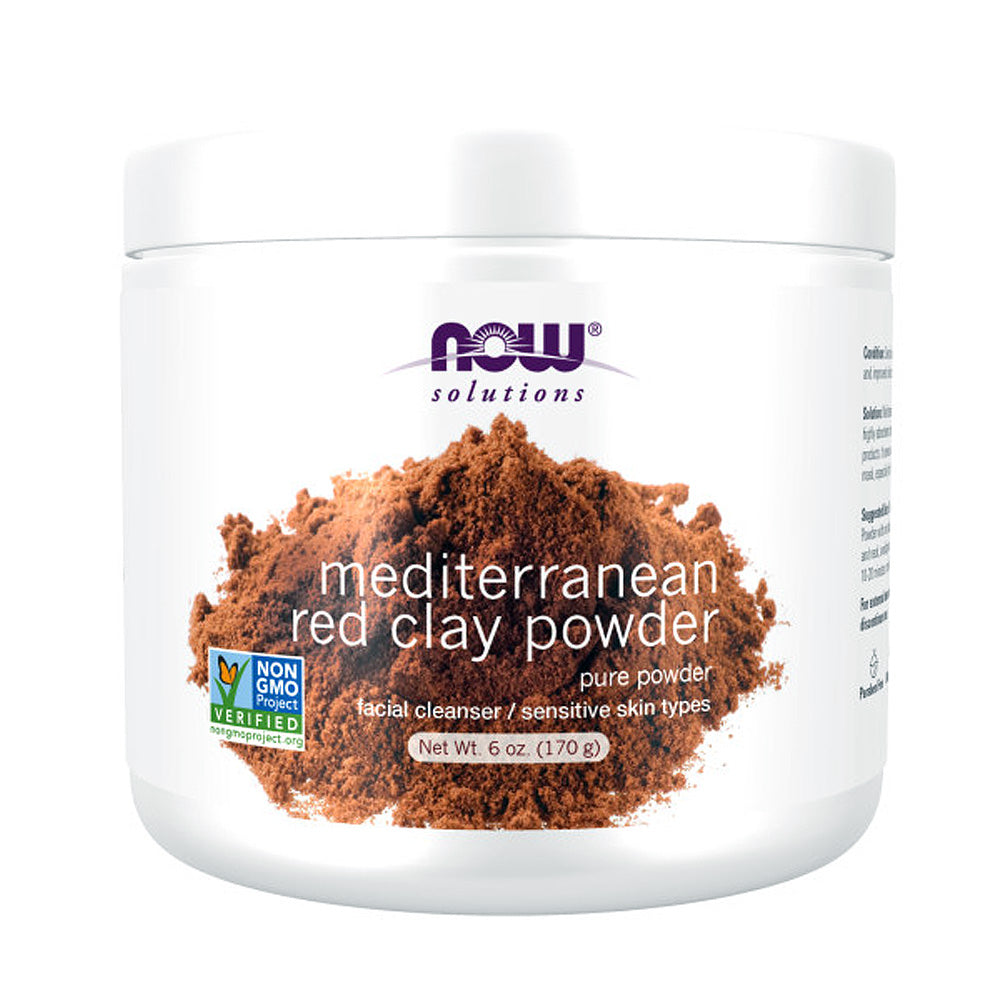 NOW Solutions, Mediterranean Red Clay Powder, pure powder for a Facial Cleaning Mask - 6 oz