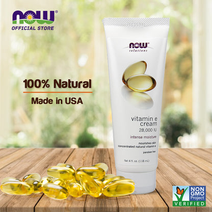 NOW Solutions, Vitamin E Cream 28,000 IU - 4 oz (118ml)