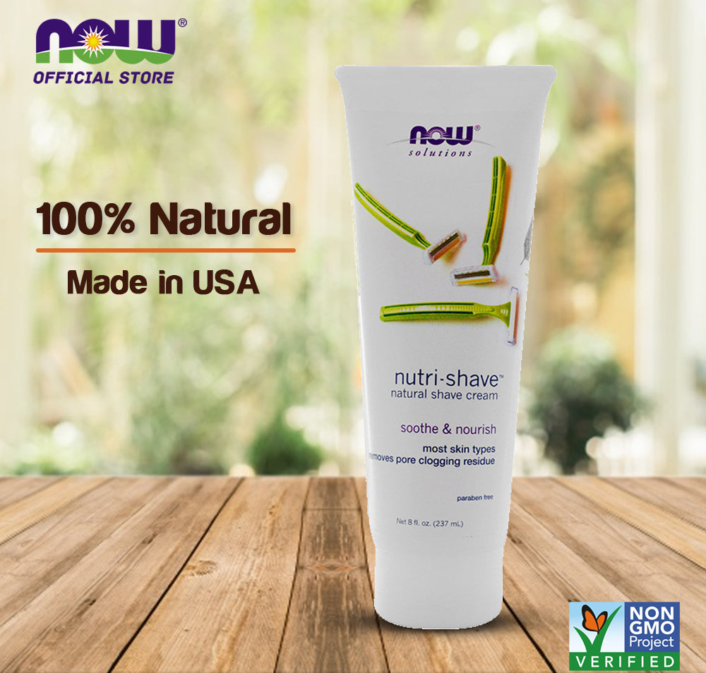 NOW Solutions, Nutri-Shave, Shave Cream, Removes Pore Clogging Residue, Reduces Irritation, 8-Ounce