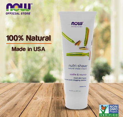NOW Solutions, Nutri-Shave, Shave Cream, Removes Pore Clogging Residue, Reduces Irritation, 8-Ounce