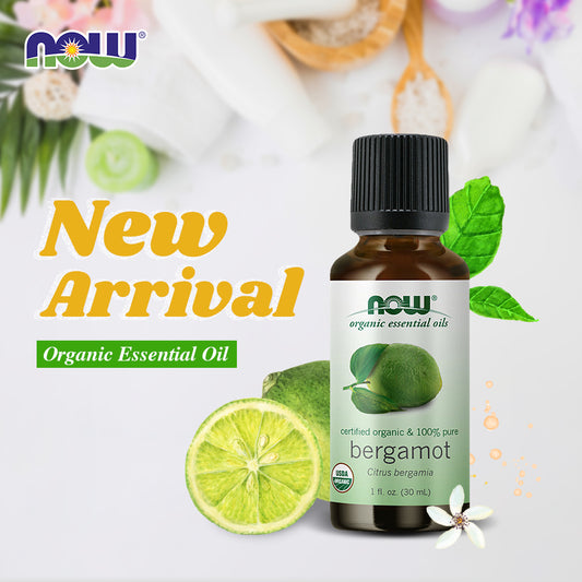 NOW Essential Oils, Organic Bergamot Oil, Sweet Aromatherapy Scent, Cold Pressed, 100% Pure, Vegan, Child Resistant Cap, 1-Ounce (30ml)