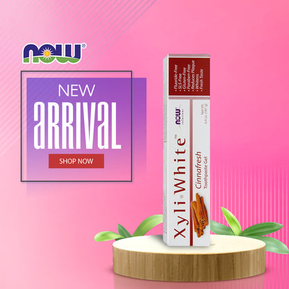 NOW Solutions, Xyliwhite™ Toothpaste Gel, Cinnafresh, Cleanses and Whitens, Clean and Fresh Cinnamon Taste, 6.4-Ounce