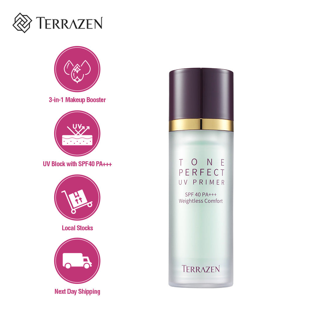TERRAZEN Tone Perfect UV Primer: 3-in-1 Makeup Booster + Tone Corrector + UV Block with SPF40 PA+++ (30ml)