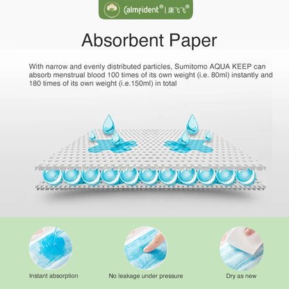 Calmfident Night Use Ultra-Thin Super Absorbent Sanitary Napkin Pads 285mm (10pcs) Green