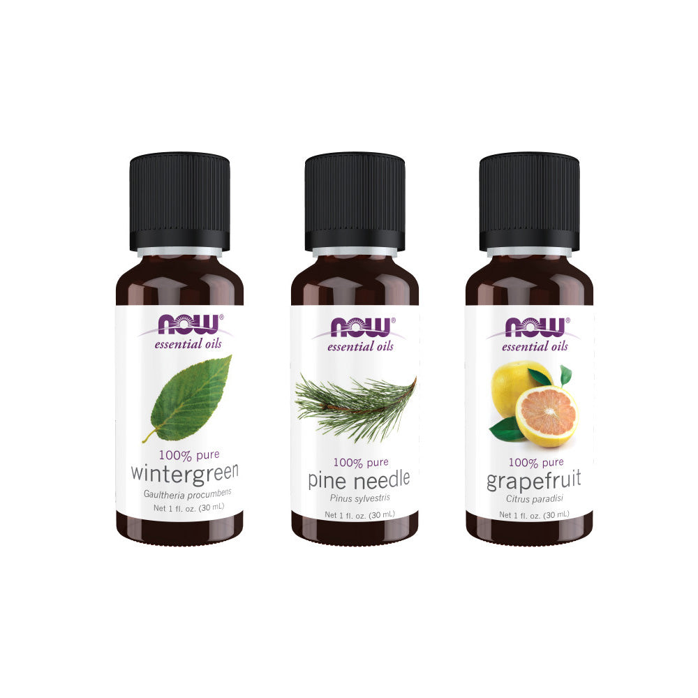 Now Essential Oils, 3 Variety of 30ml: Fresh Fallen Snow - Wintergreen, Pine Needle, Grapefruit