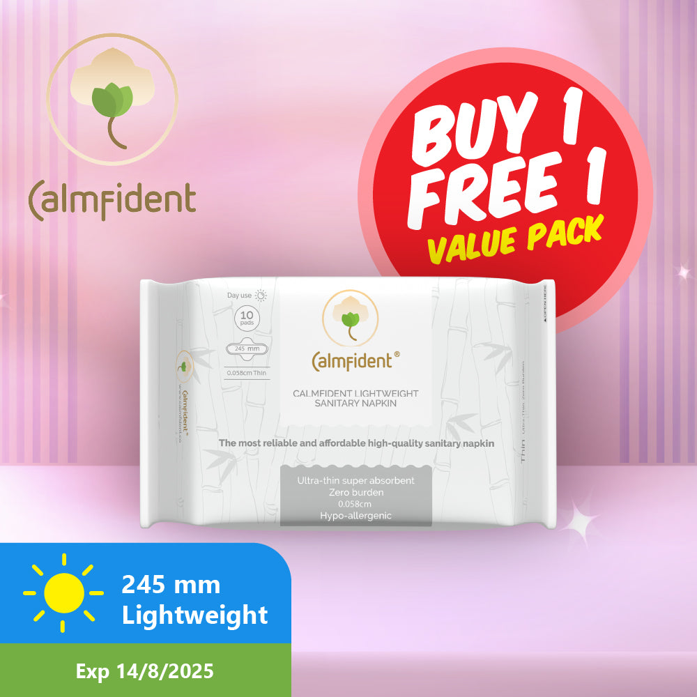 [BUY 1 FREE 1] (Exp 22/07/25) Calmfident Day Use *Lightweight* Sanitary Pads 24.5cm