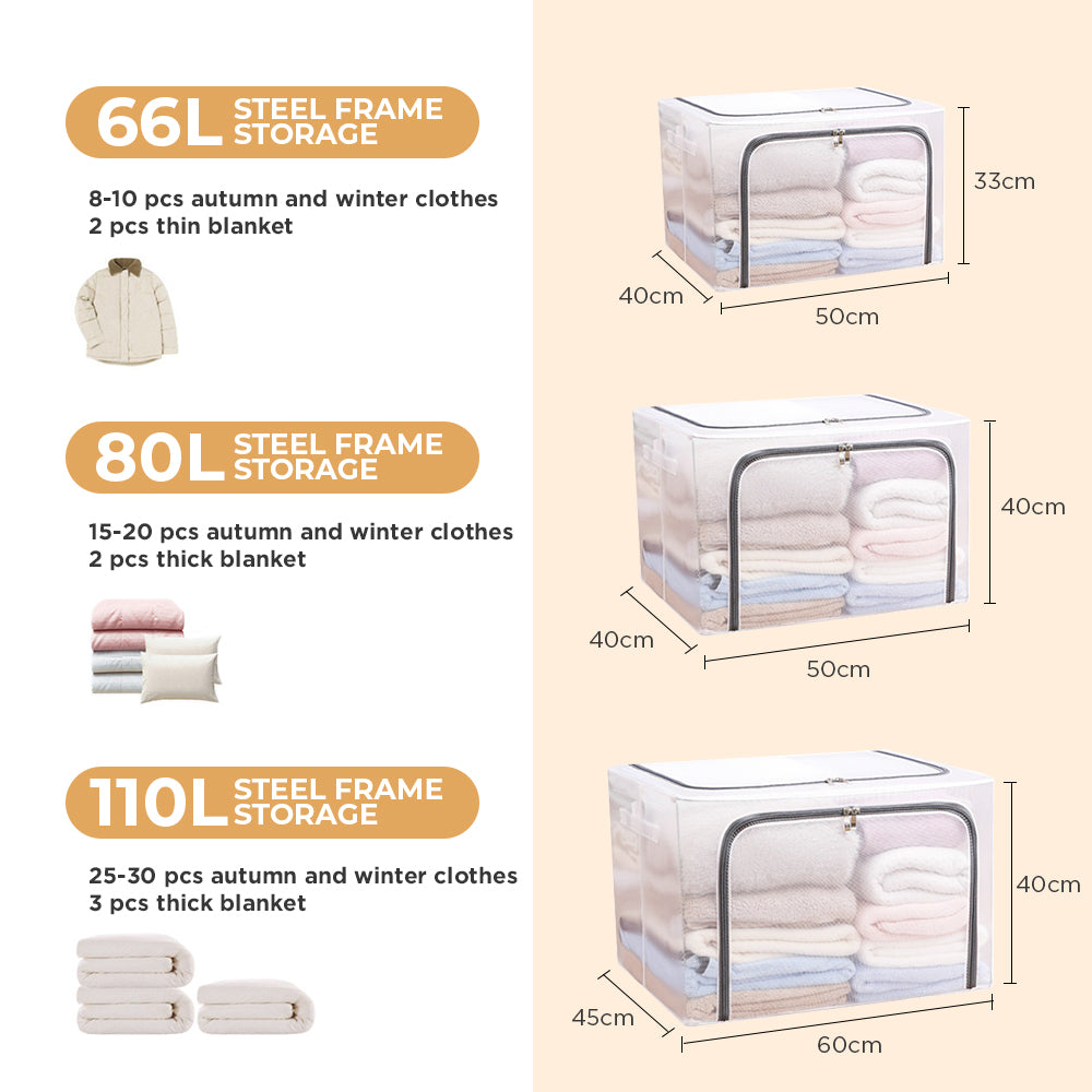[Morilins Home] Large Capacity Clear Transparent Garment Storage Organizer - Reinforced Metal Support Frame, Moisture-Proof Fabric, & Convenient Dual Access Zipper
