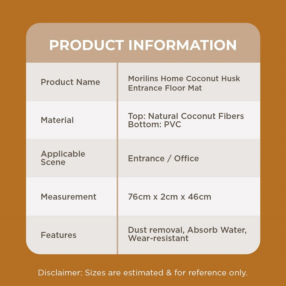 [Morilins Home] Coconut Husk Entrance Floor Mat - Large, Durable, and Eco-Friendly Mat for Your Home or Business - Provides Efficient Scrubbing Action for Clean and Tidy Floors