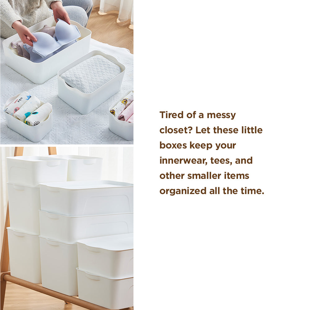 [Morilins Home] White Japanese-Style Clean & Modern Design Stackable White Lidded Plastic Storage Box