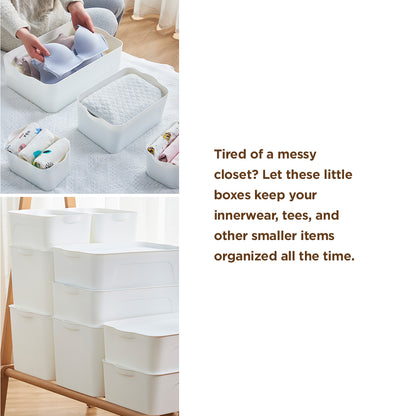 [Morilins Home] White Japanese-Style Clean & Modern Design Stackable White Lidded Plastic Storage Box