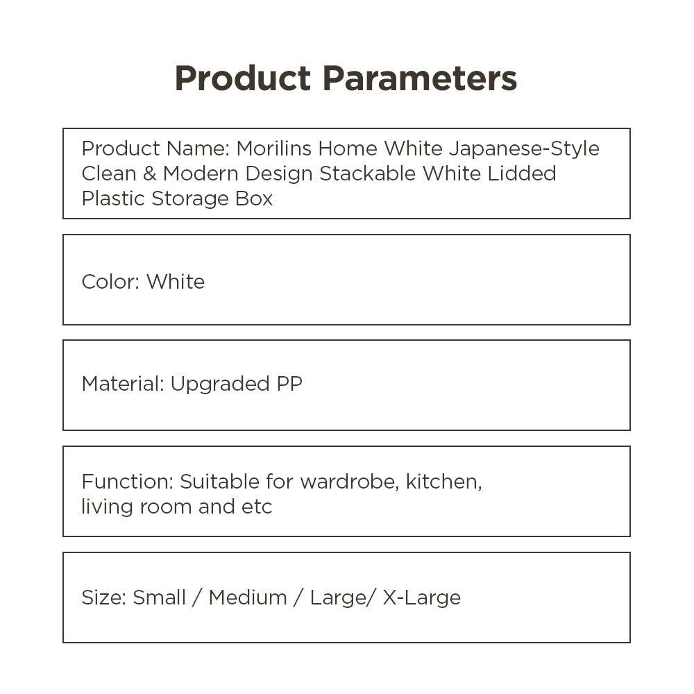 [Morilins Home] White Japanese-Style Clean & Modern Design Stackable White Lidded Plastic Storage Box
