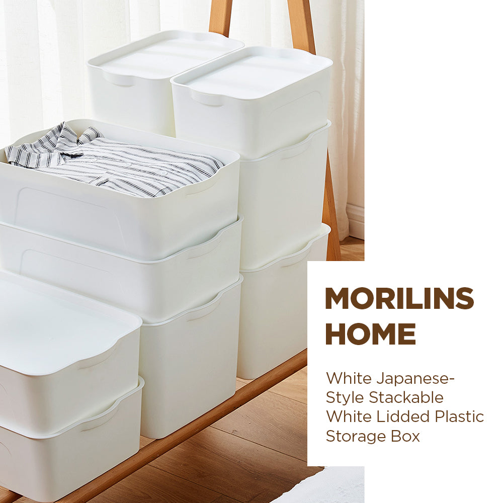 [Morilins Home] White Japanese-Style Clean & Modern Design Stackable White Lidded Plastic Storage Box