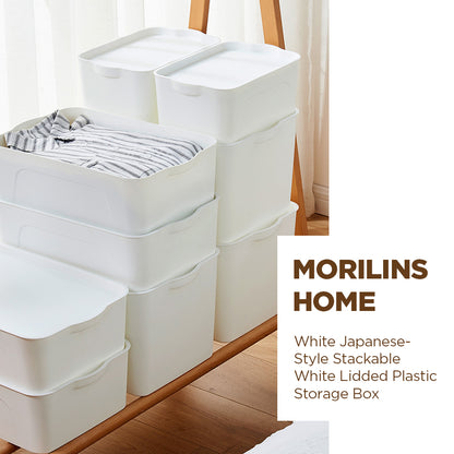 [Morilins Home] White Japanese-Style Clean & Modern Design Stackable White Lidded Plastic Storage Box