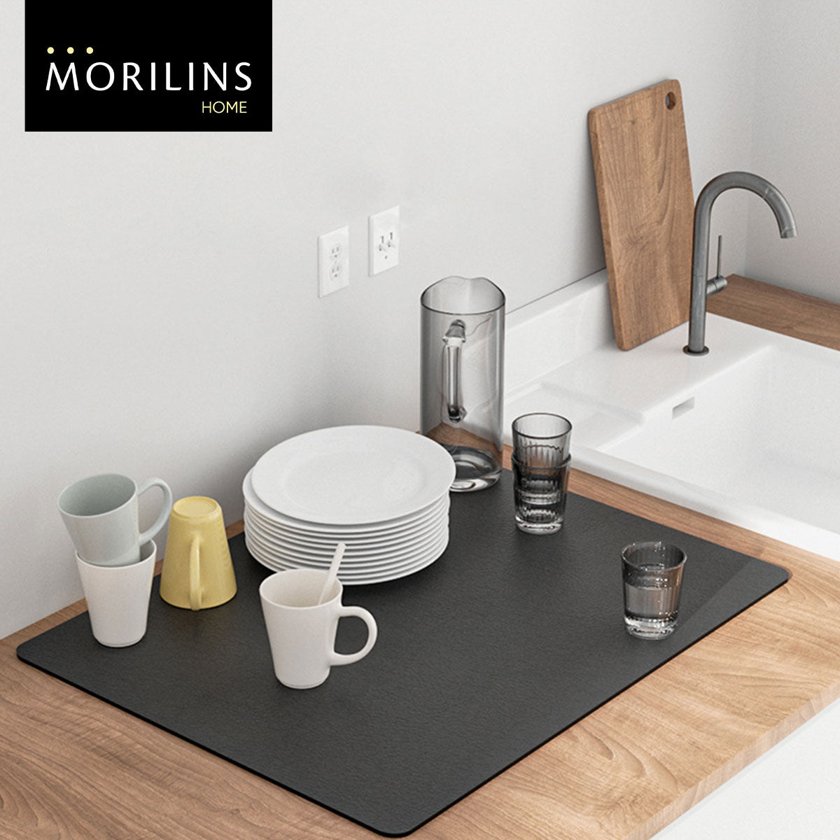 [Morilins Home] Soft Diatomaceous Earth Absorbent Mat for Kitchen Countertops - Fast Drying, Non-Slip, mould-resistant, 40x50cm