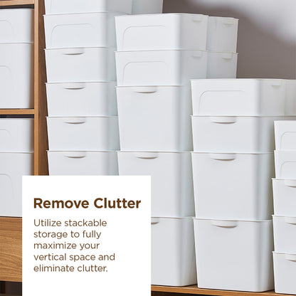 [Morilins Home] White Japanese-Style Clean & Modern Design Stackable White Lidded Plastic Storage Box
