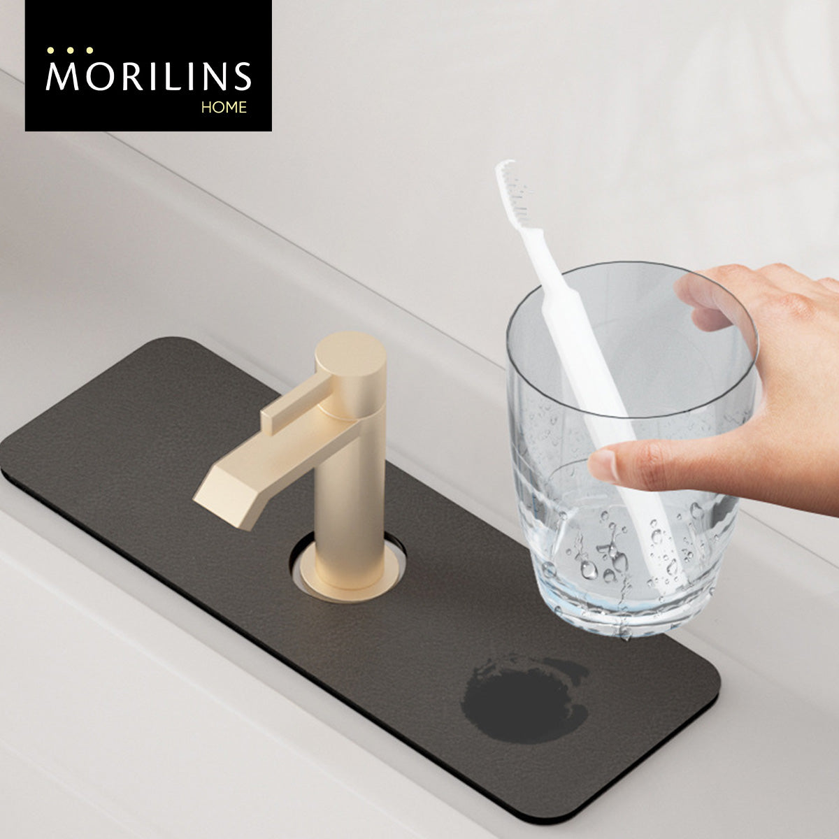 [Morilins Home] Soft Diatomaceous Earth Absorbent Mat for Kitchen/Bathroom Faucet, Fast Drying, Non-Slip, mould-resistant, splash-proof, 38x14cm