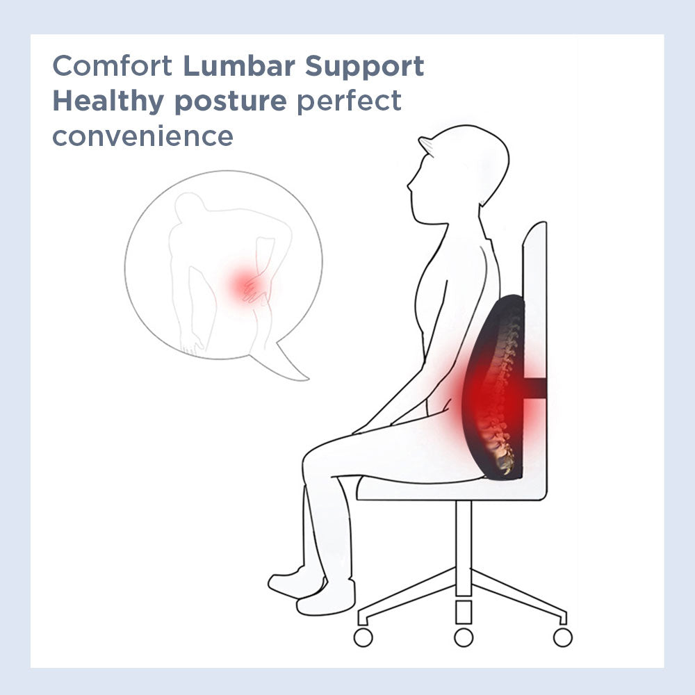 [Morilins Home] Memory Foam Lumbar Comfort Support - Breathable Mesh Pillow for Office Chair, Car Seat, or Sofa Use with Convenient Phone Pocket