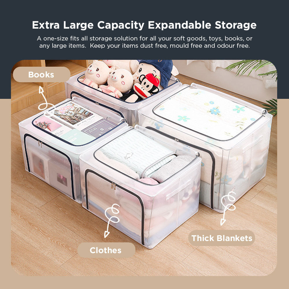 [Morilins Home] Large Capacity Clear Transparent Garment Storage Organizer - Reinforced Metal Support Frame, Moisture-Proof Fabric, & Convenient Dual Access Zipper