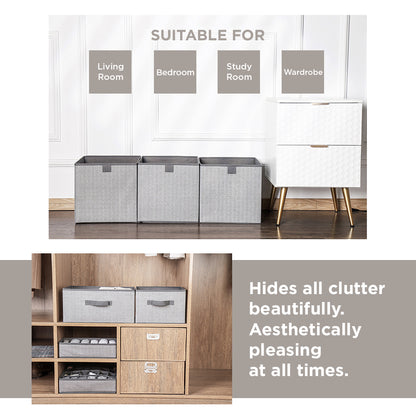 [Morilins Home] Contemporary Collapsible Rigid Rectangle Woven Storage Bin With Pull Handle, A Space-Saving & Convenient Organization on Shelves