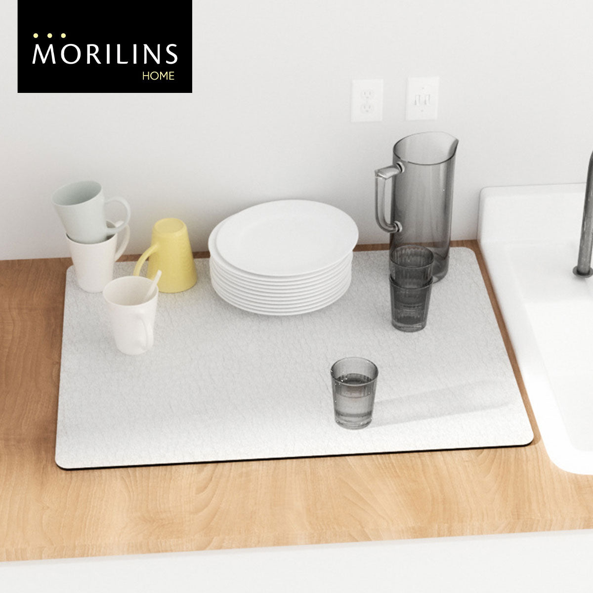 [Morilins Home] Soft Diatomaceous Earth Absorbent Mat for Kitchen Countertops - Fast Drying, Non-Slip, mould-resistant, 40x50cm