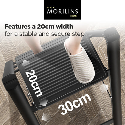 [Morilins Home] Modern Minimalist Ultra-Thin 3-Step / 4-Step Lightweight Folding Ladder - Wide Anti-Slip Steps, Multi-Functional, Ideal for Home & Office (Supports up to 150kg)