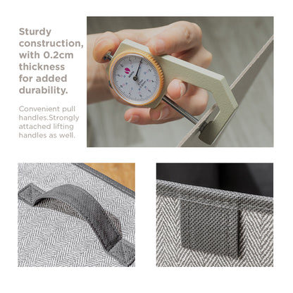 [Morilins Home] Contemporary Collapsible Rigid Rectangle Woven Storage Bin With Pull Handle, A Space-Saving & Convenient Organization on Shelves