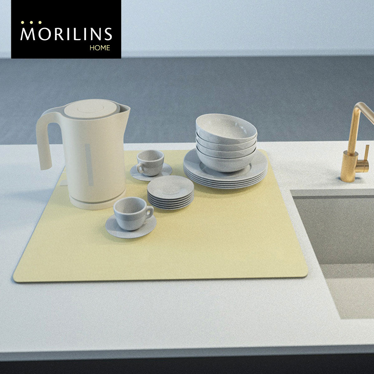 [Morilins Home] Soft Diatomaceous Earth Absorbent Mat for Kitchen Countertops - Fast Drying, Non-Slip, mould-resistant, 40x50cm