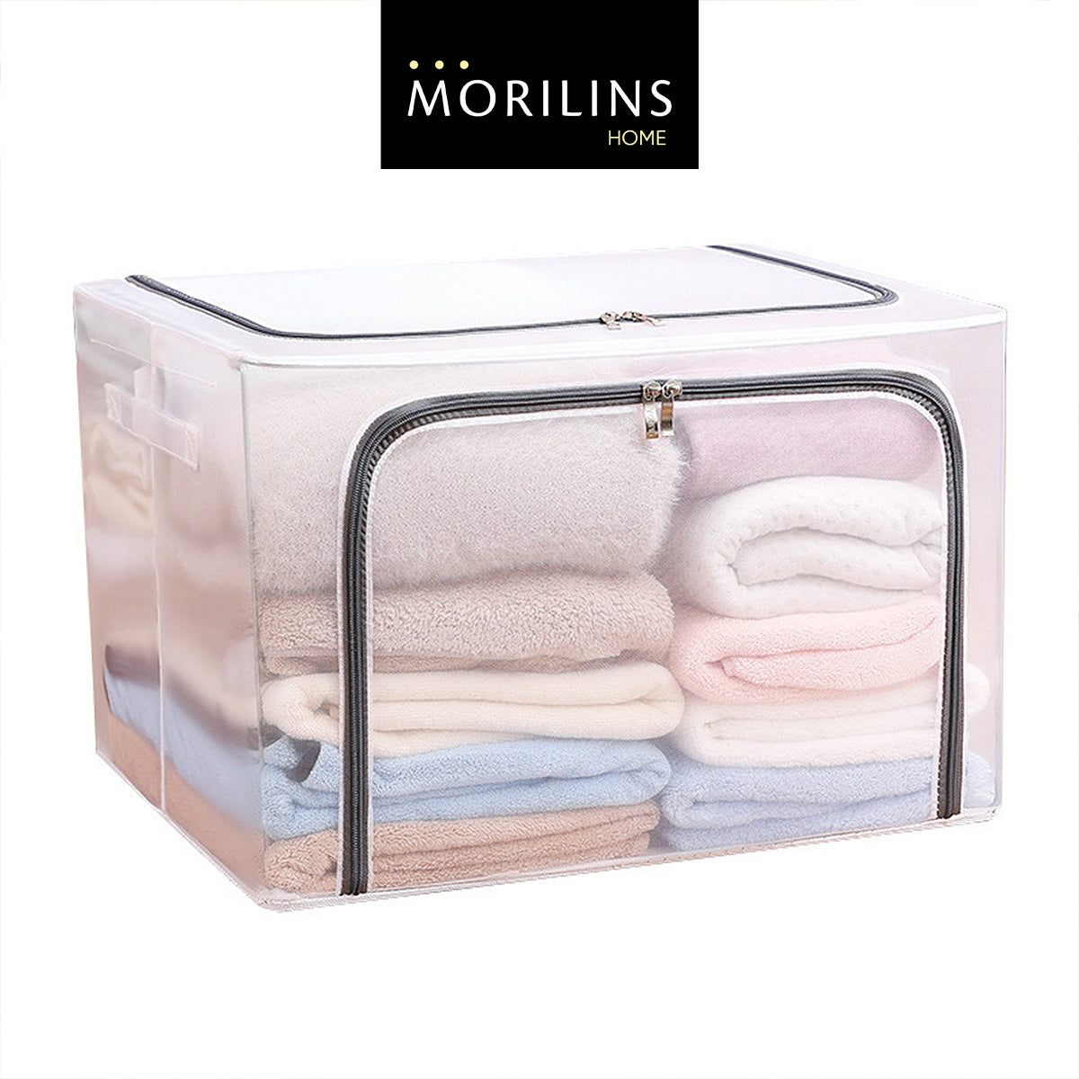 [Morilins Home] Large Capacity Clear Transparent Garment Storage Organizer - Reinforced Metal Support Frame, Moisture-Proof Fabric, & Convenient Dual Access Zipper