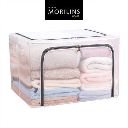 [Morilins Home] Large Capacity Clear Transparent Garment Storage Organizer - Reinforced Metal Support Frame, Moisture-Proof Fabric, & Convenient Dual Access Zipper