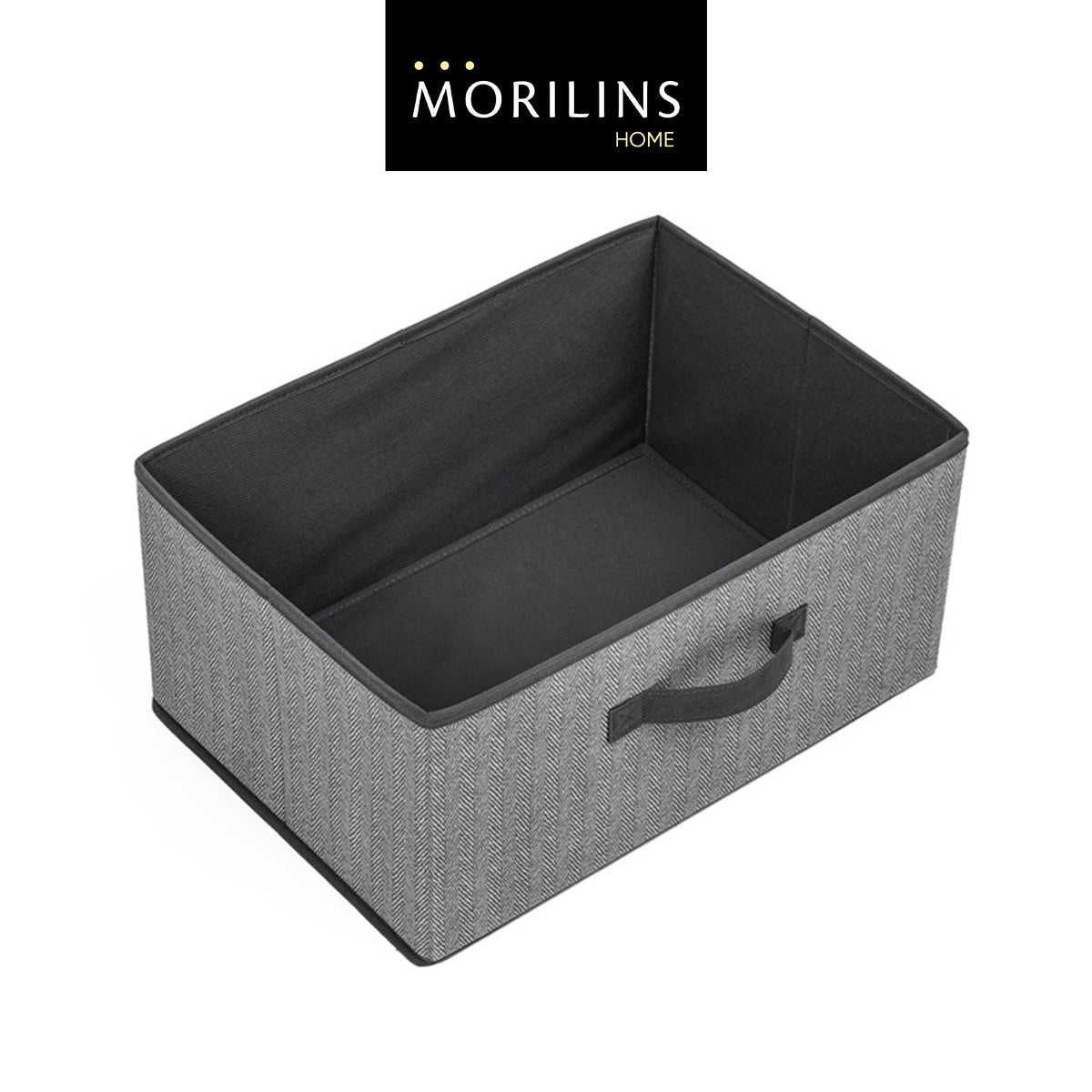 [Morilins Home] Contemporary Collapsible Rigid Rectangle Woven Storage Bin With Pull Handle, A Space-Saving & Convenient Organization on Shelves