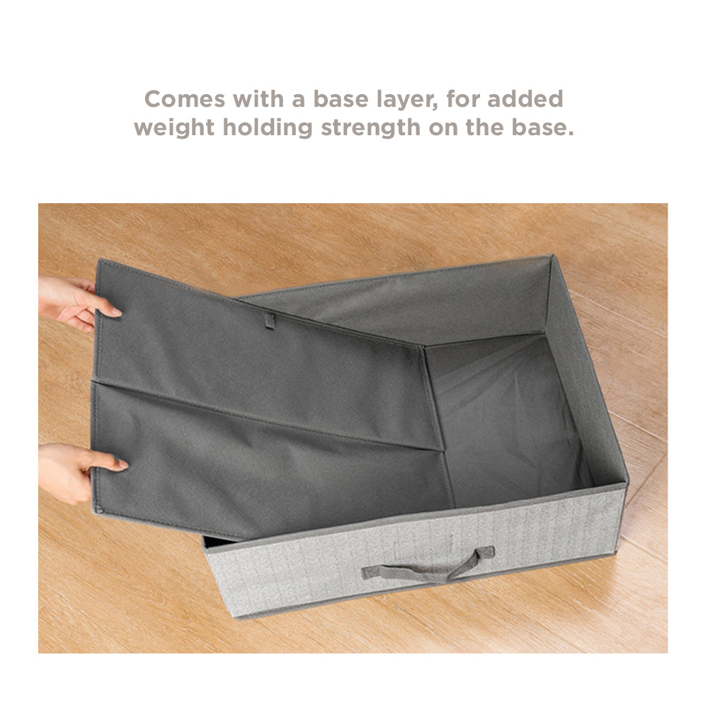 [Morilins Home] Contemporary Collapsible Rigid Rectangle Woven Storage Bin With Pull Handle, A Space-Saving & Convenient Organization on Shelves