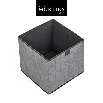 [Morilins Home] Contemporary Collapsible Rigid Rectangle Woven Storage Bin With Pull Handle, A Space-Saving & Convenient Organization on Shelves