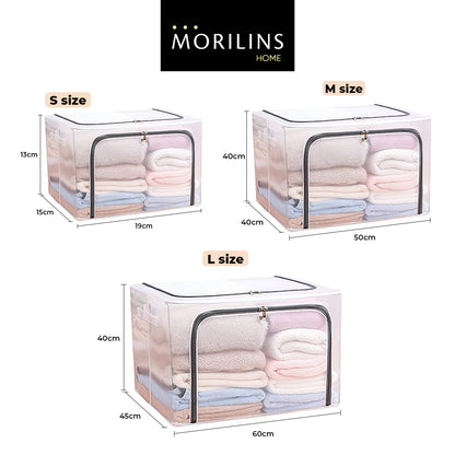 [Morilins Home] Large Capacity Clear Transparent Garment Storage Organizer - Reinforced Metal Support Frame, Moisture-Proof Fabric, & Convenient Dual Access Zipper