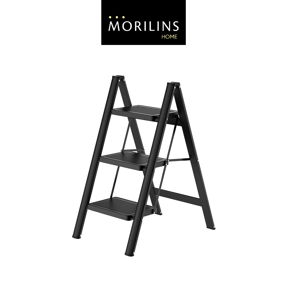 [Morilins Home] Modern Minimalist Ultra-Thin 3-Step / 4-Step Lightweight Folding Ladder - Wide Anti-Slip Steps, Multi-Functional, Ideal for Home & Office (Supports up to 150kg)