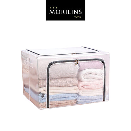 [Morilins Home] Large Capacity Clear Transparent Garment Storage Organizer - Reinforced Metal Support Frame, Moisture-Proof Fabric, & Convenient Dual Access Zipper