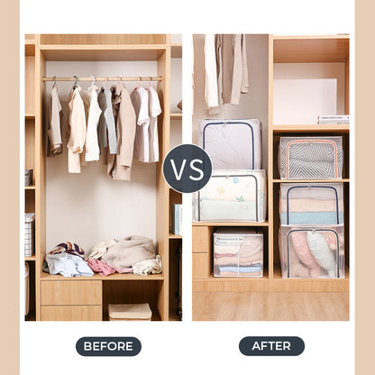 [Morilins Home] Large Capacity Clear Transparent Garment Storage Organizer - Reinforced Metal Support Frame, Moisture-Proof Fabric, & Convenient Dual Access Zipper