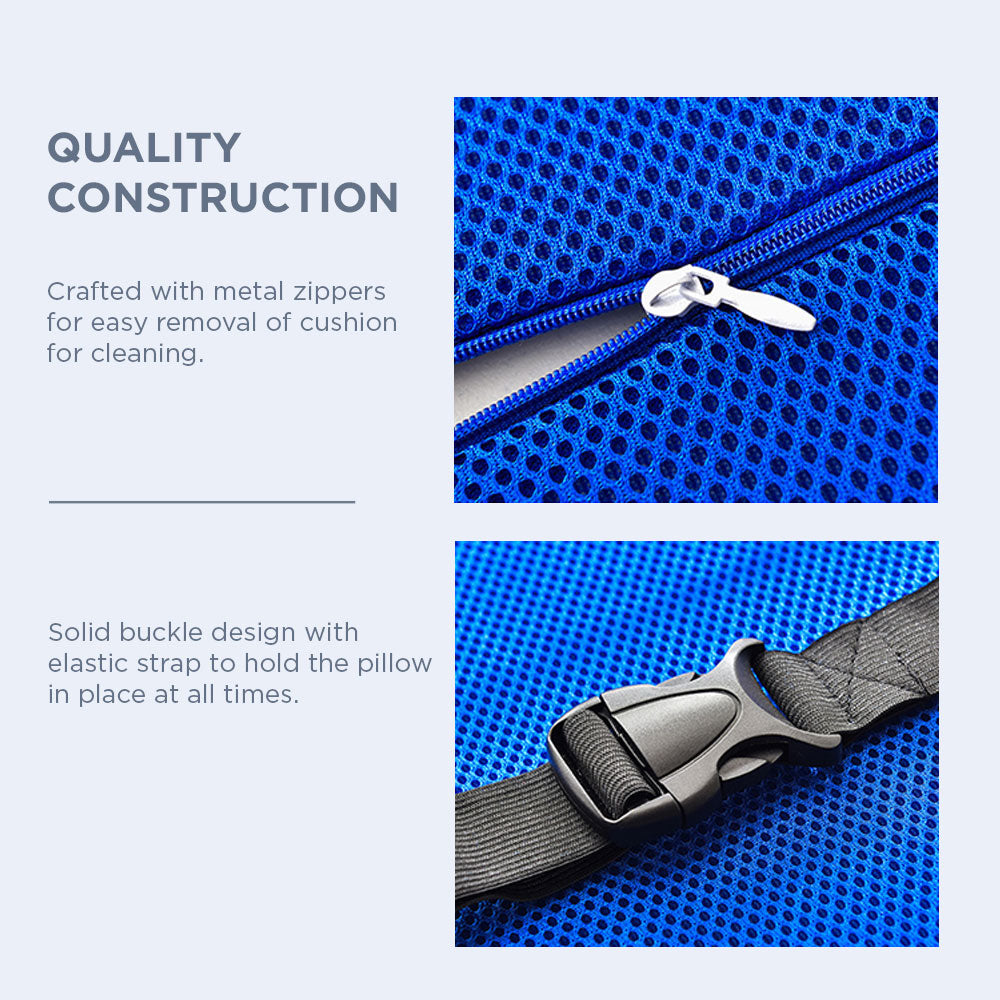 [Morilins Home] Memory Foam Lumbar Comfort Support - Breathable Mesh Pillow for Office Chair, Car Seat, or Sofa Use with Convenient Phone Pocket