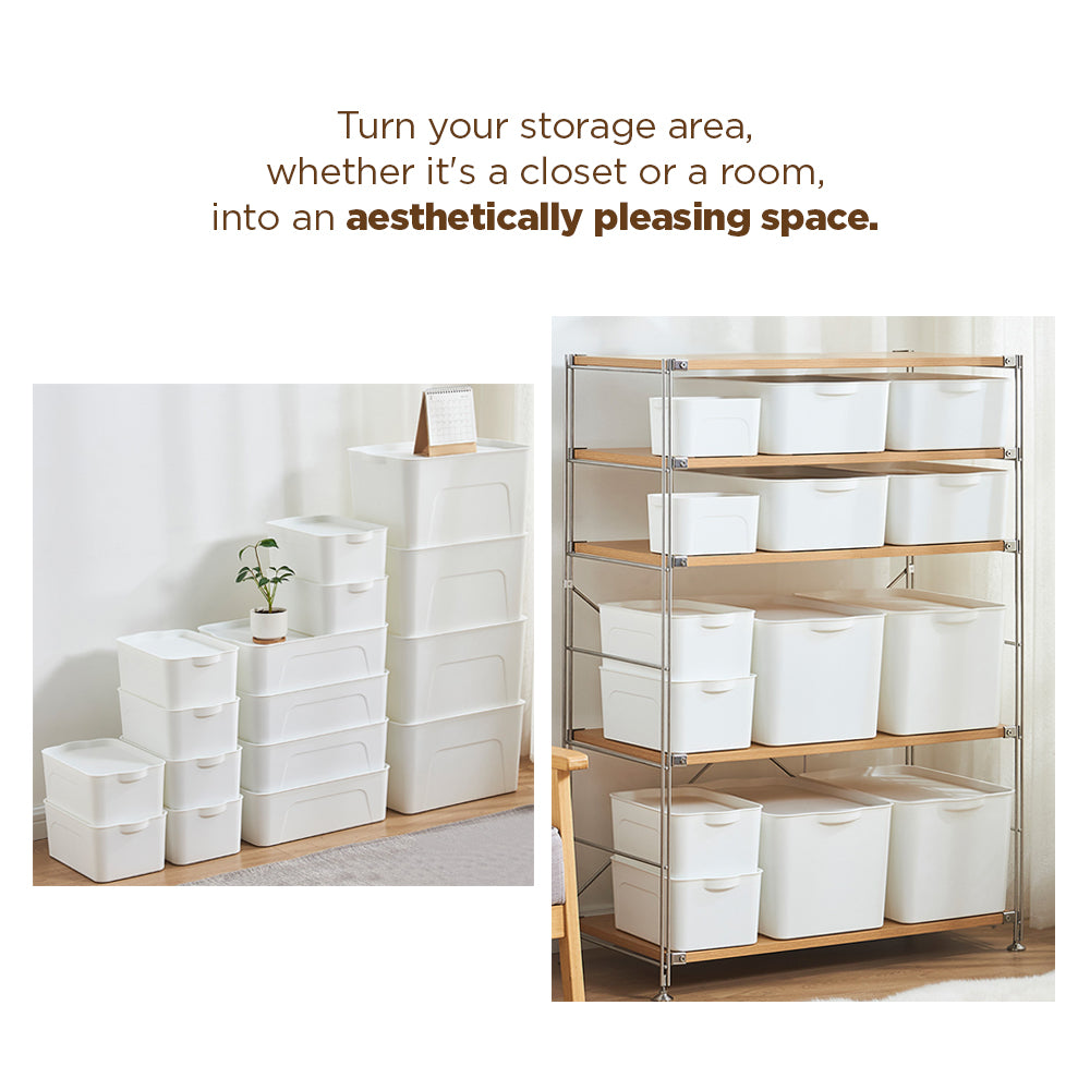 [Morilins Home] White Japanese-Style Clean & Modern Design Stackable White Lidded Plastic Storage Box