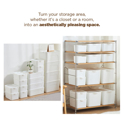 [Morilins Home] White Japanese-Style Clean & Modern Design Stackable White Lidded Plastic Storage Box